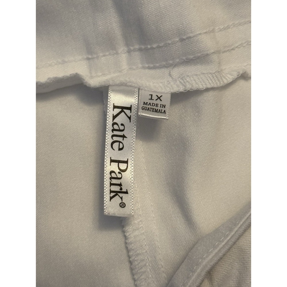 Kate Park White Capri‎ Pedal Pushers Shorts Stretch Comfy Plus Size 1X - NWOT - Picture 4 of 5